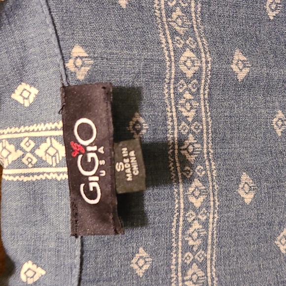 Small Maxi Dress, chambray, tribal/aztec prints - Picture 3 of 6